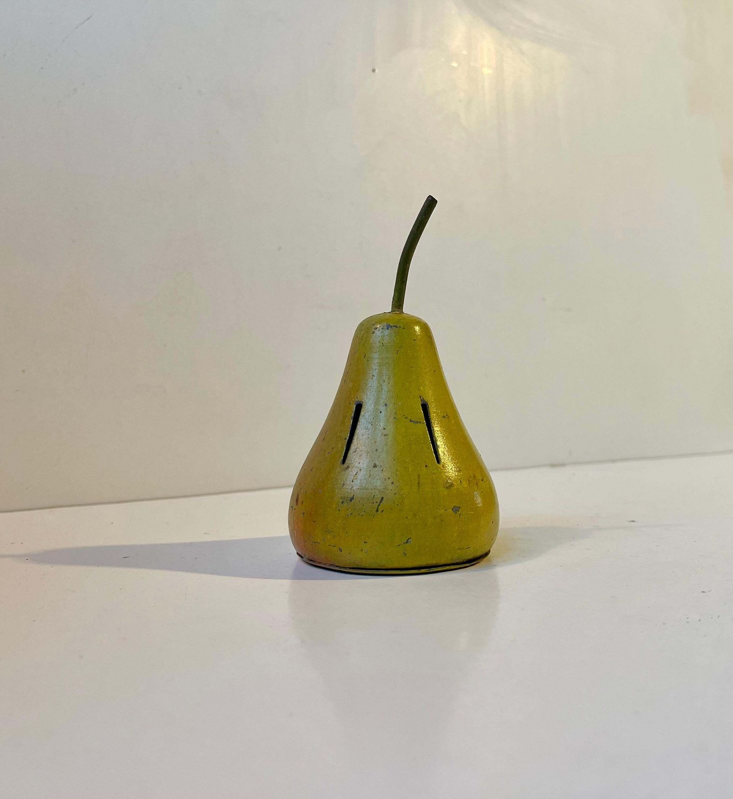Bauhaus Era Pear Potpourri Jar In Lacquered Steel, 1920s photo vintage