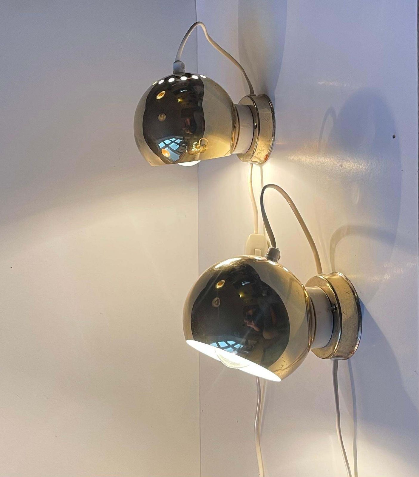 Italian Magnetic Golden Globe Wall Lamps By Compadori Reggiani photo furniture