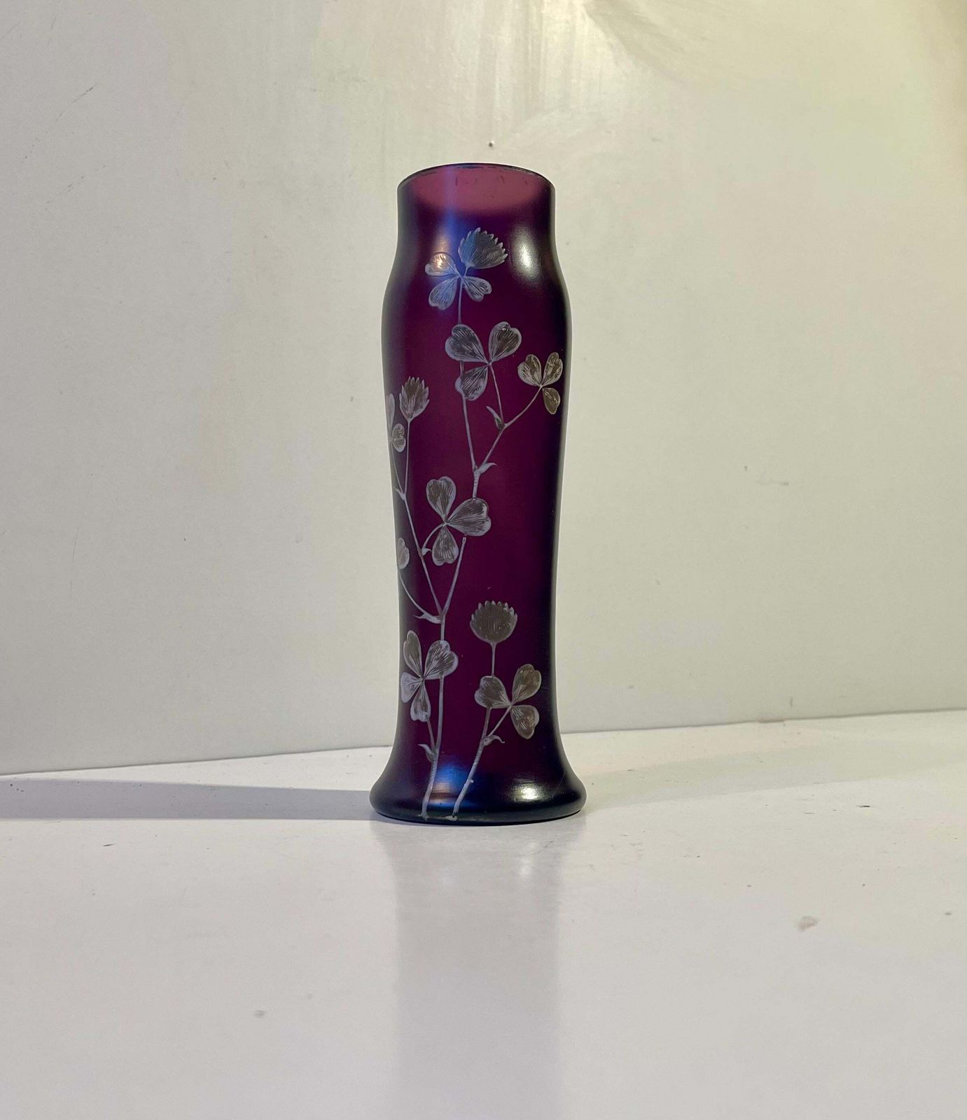 Art Nouveau Vase In Deep Purple Hand Painted Glass, Kralik Poschinger Instyle photo furniture