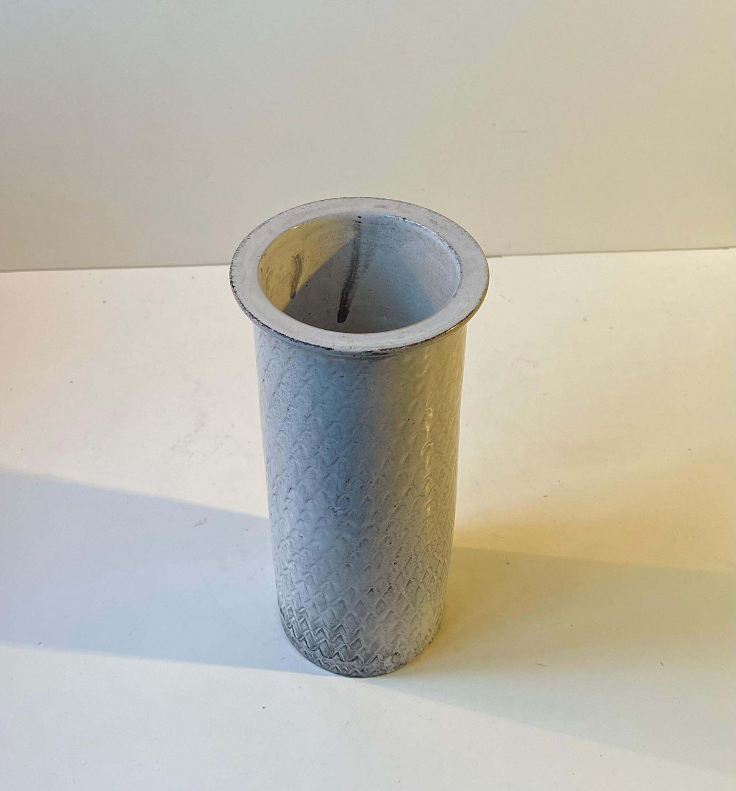 Svend Hammershøi Cylindrical Vase In Black & White Ash Glazes F Herman A. Kähler photo for sale