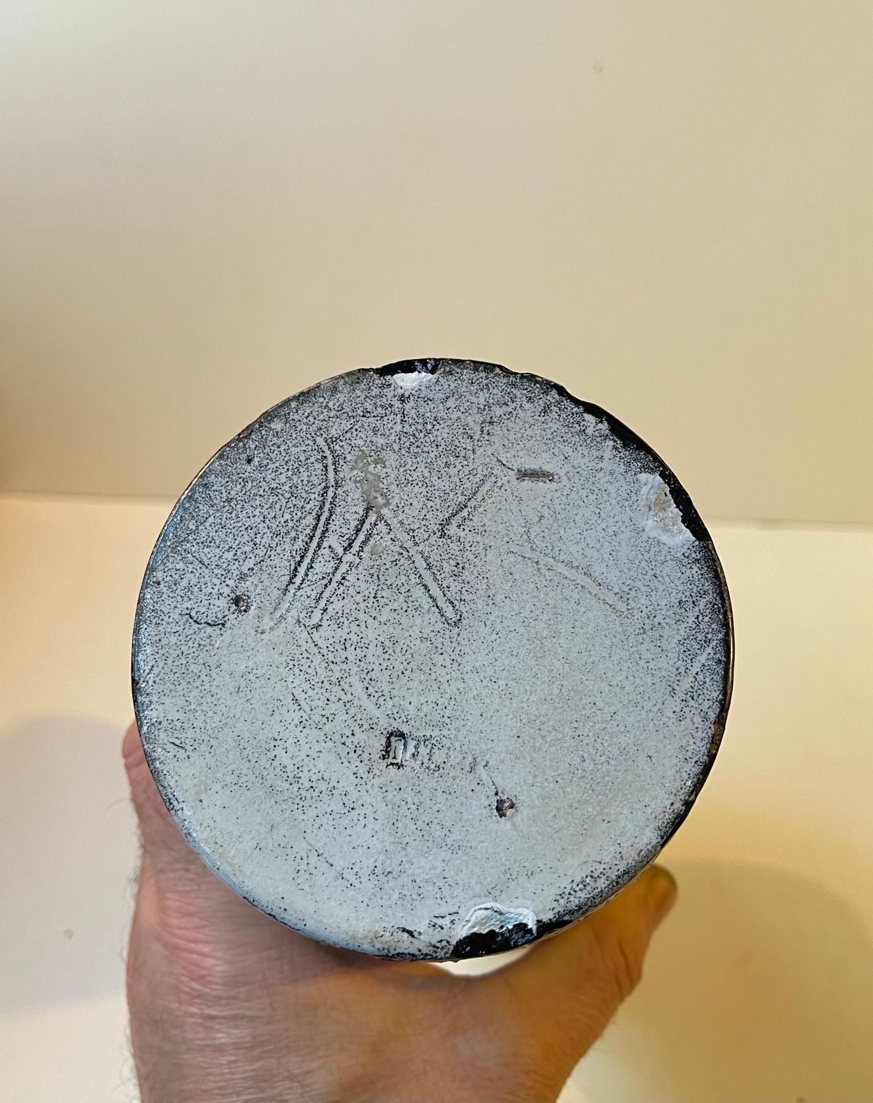 Svend Hammershøi Cylindrical Vase In Black & White Ash Glazes F Herman A. Kähler photo buy