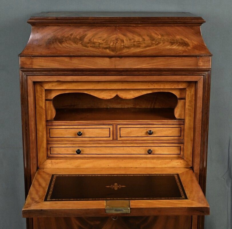 Furniture Small Mahogany And Lemonwood Chiffonier Secretary – 1900 photo