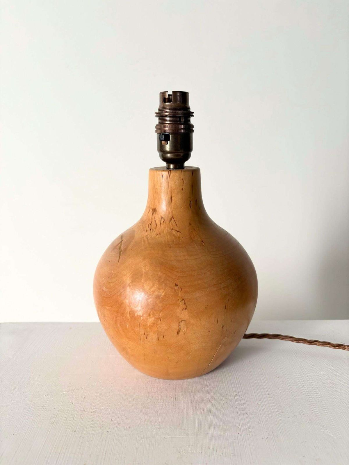 Organic Scandinavian Mid Century Table Lamp In Teardrop Shade, Rewired And Pat Tested Mid Century Accent Light In Solid Turned Maple Wood photo 460.0