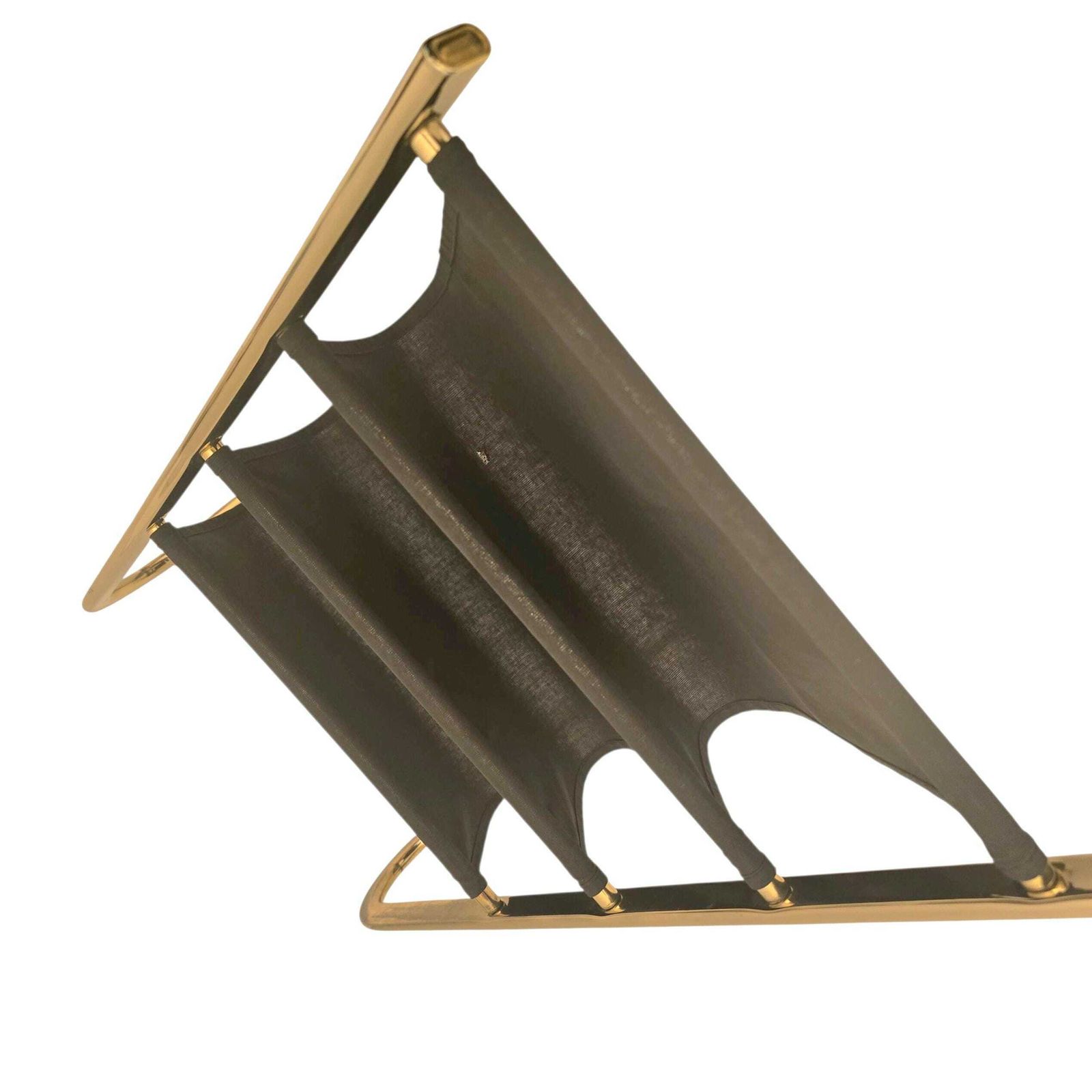 photo for sale Vintage Mid Century Modern Hollywood Regency Metal Magazine Rack In Gold