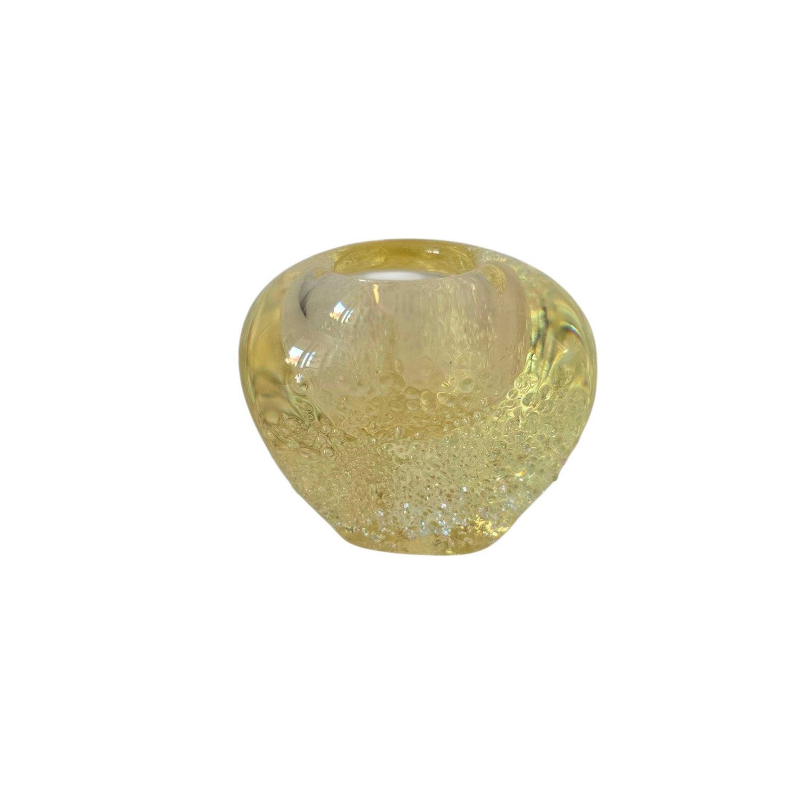 Vintage Citrine Bohemian Glass Vase Hand Made Glass 1980's photo furniture
