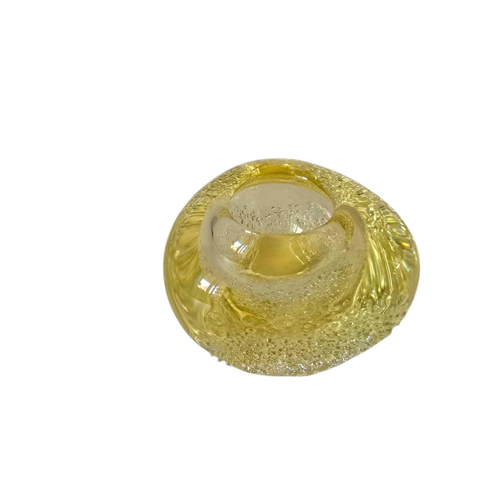 Vintage Citrine Bohemian Glass Vase Hand Made Glass 1980's photo 99.0