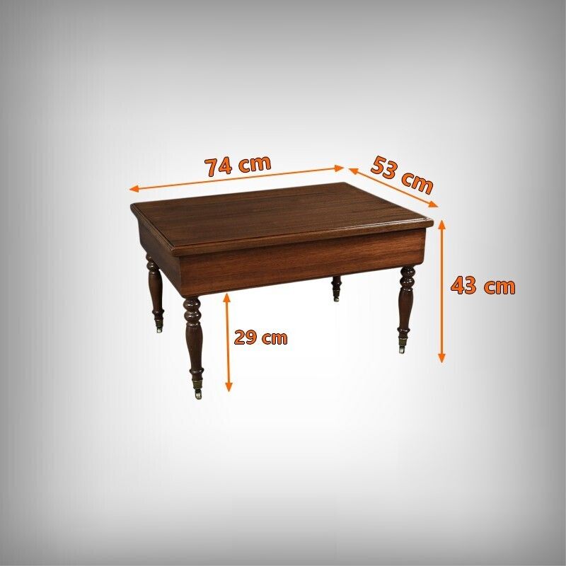 Furniture Rolling Coffee Table In Solid Mahogany, Louis Philippe Style – Late 19th Century photo