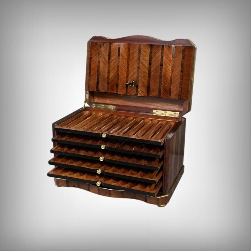 Marquetry Cigar Humidor, Napoleon III Period – Mid 19th Century photo furniture