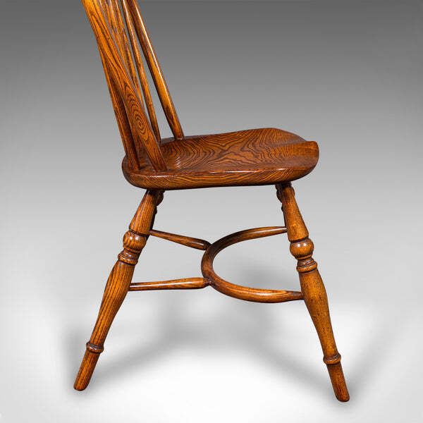 Furniture Trio Of Vintage Country Kitchen Chairs, English Ash, Elm, Victorian Revival Seat photo