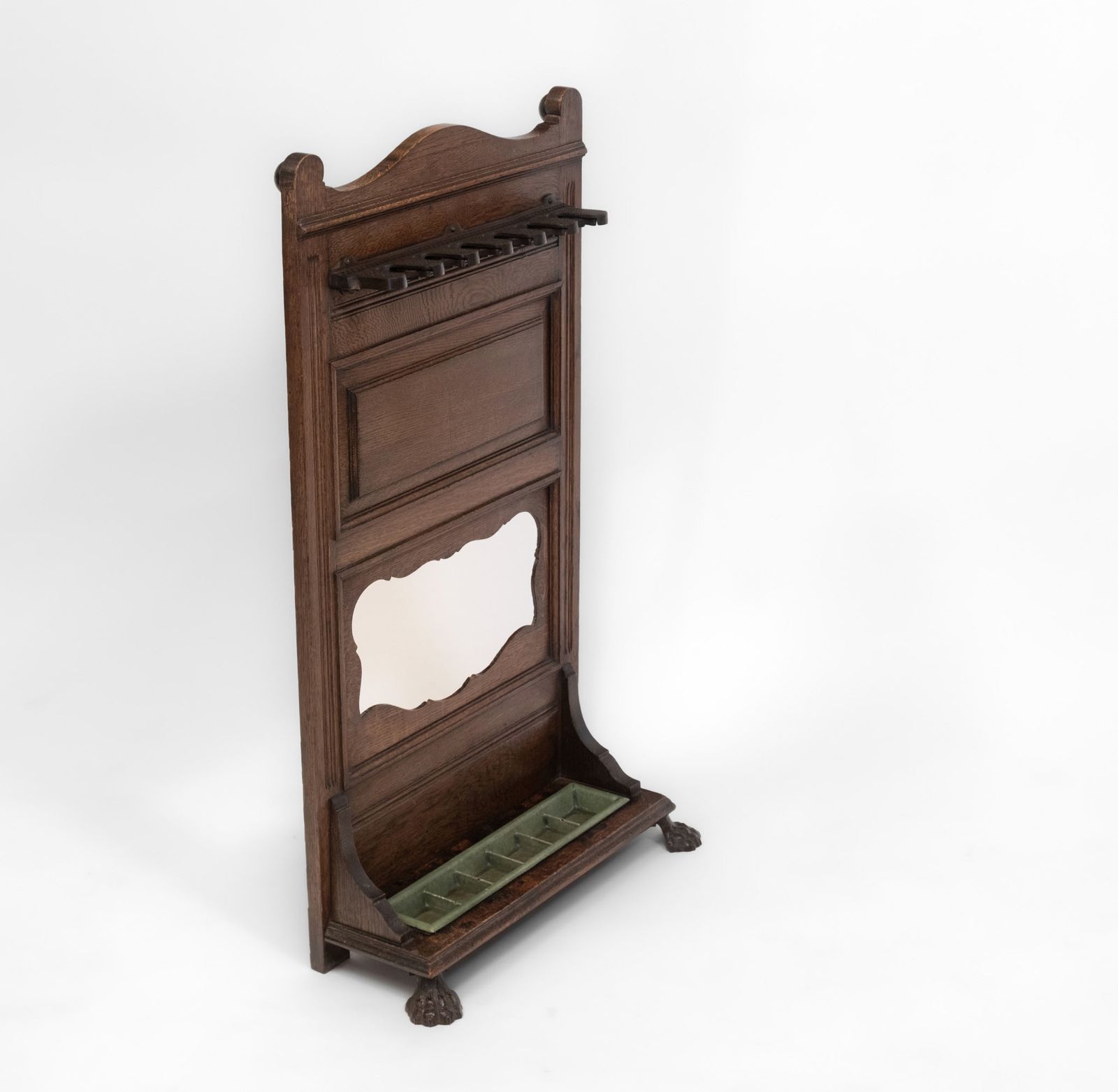 Antique Edwardian Oak Snooker Pool Cue Rack Stand photo buy