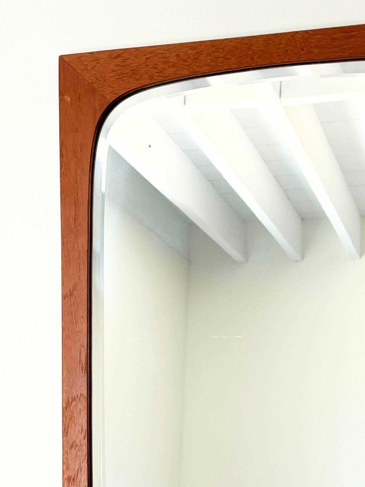 20th Century Shield Wall Mirror With Scandinavian Wooden Frame, Made In Denmark C.1960 photo buy