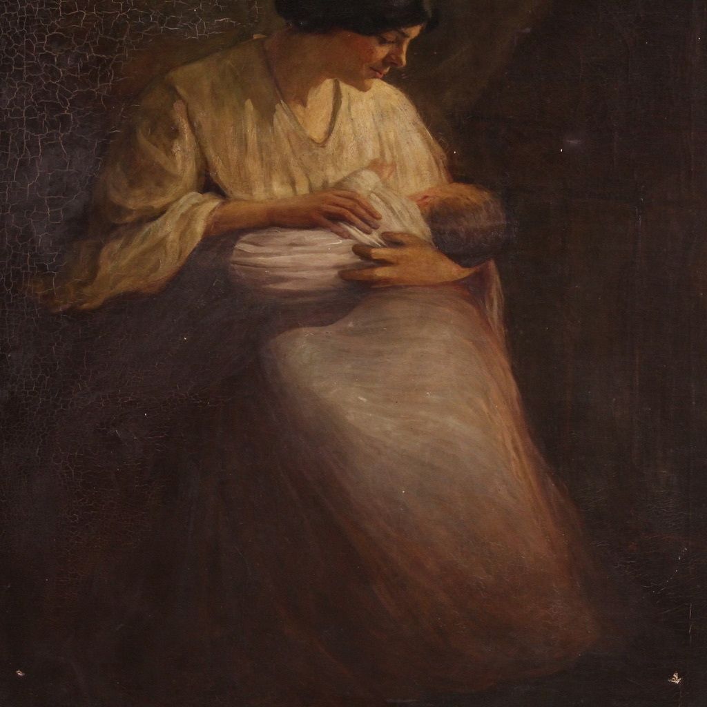Spanish Painting Of An Interior Scene From The 20th Century photo buy