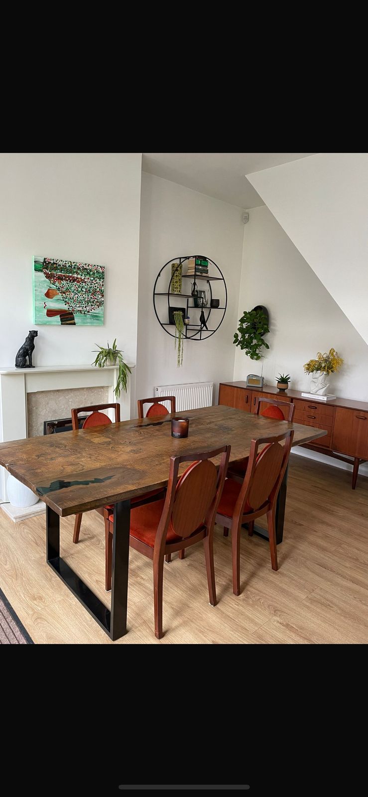 Hand Crafted Reclaimed Oak Table – Unique Resin Detailing,  One Of A Kind Design, No Two Tables Are Alike.