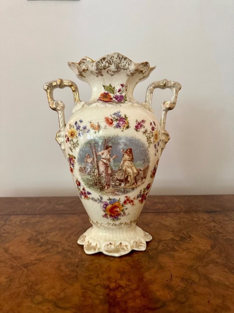 Lovely Quality Antique Late 19th Century Porcelain Mantle Clock Garniture Set photo buy