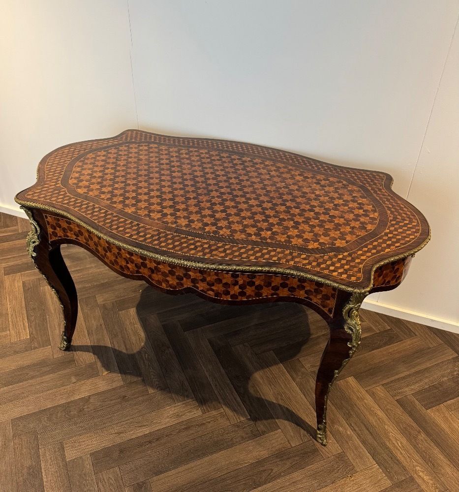 Magnificent Quality French Antique Rosewood & Parquetry Inlaid Centre Table photo Furniture