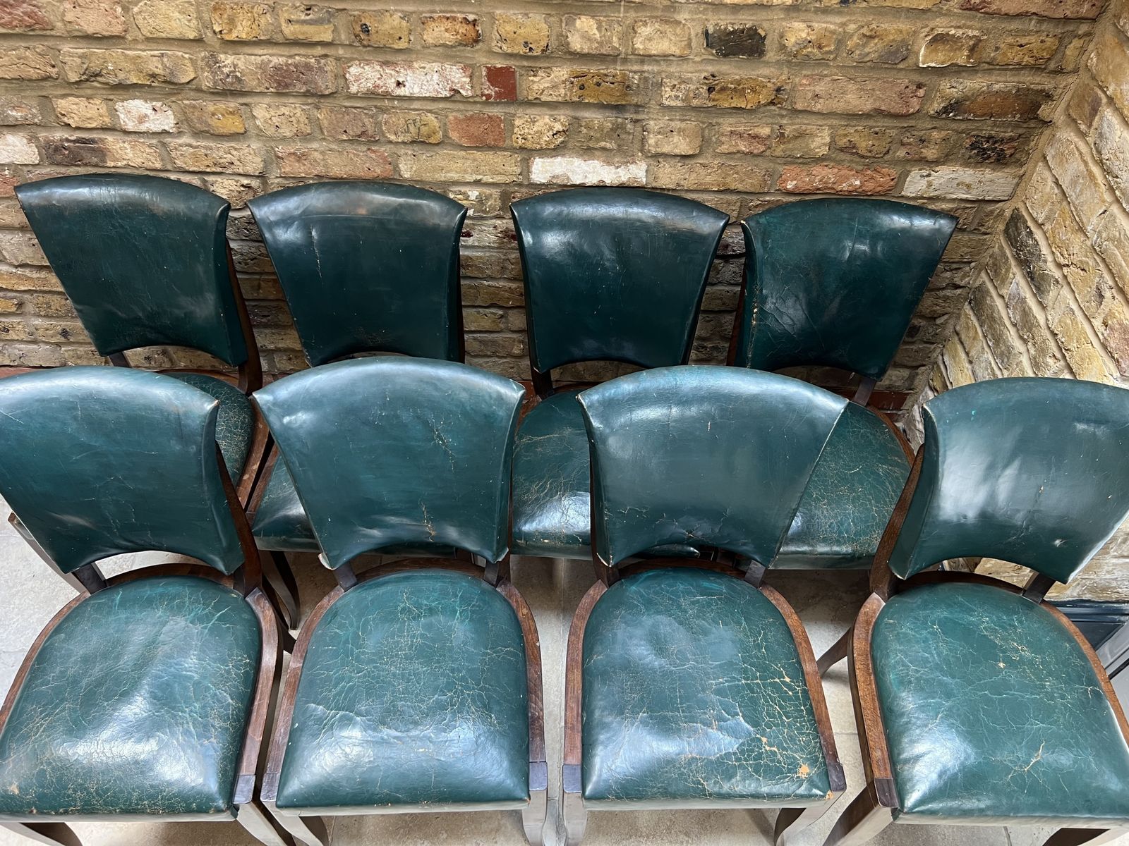 Teal Leather Dining Room Chairs photo for sale
