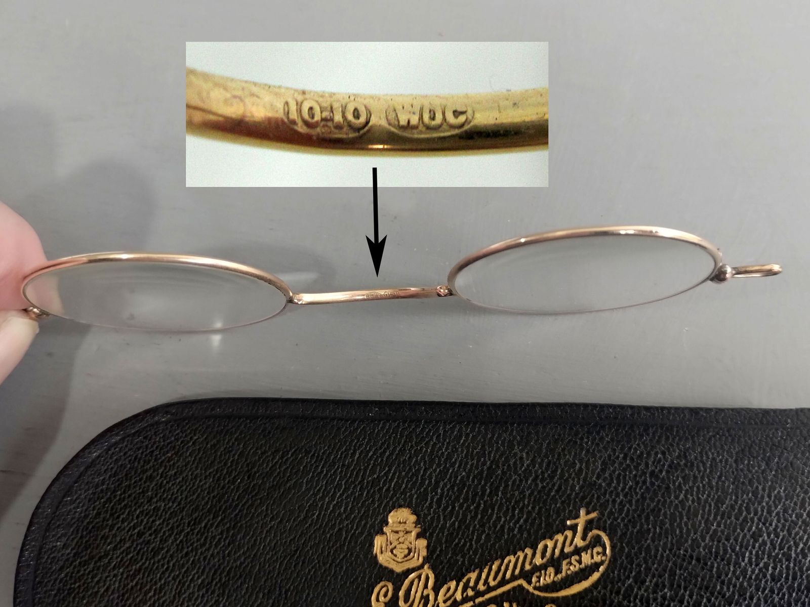 Antique Gold Lorgnettes In Leather Case E Beaumont Huddersfield photo vintage