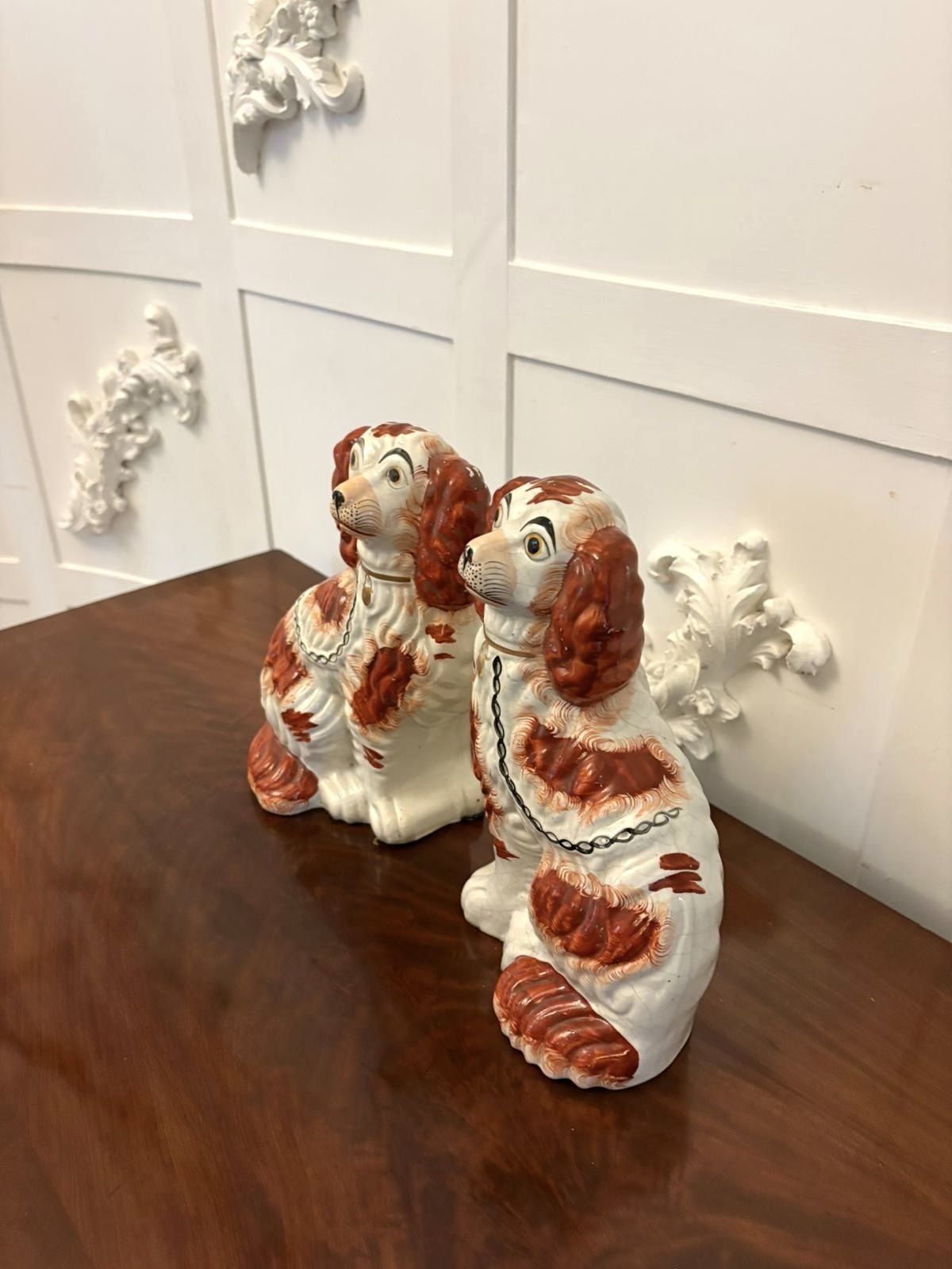 photo for sale Pair Of Antique Staffordshire Spaniel Dogs