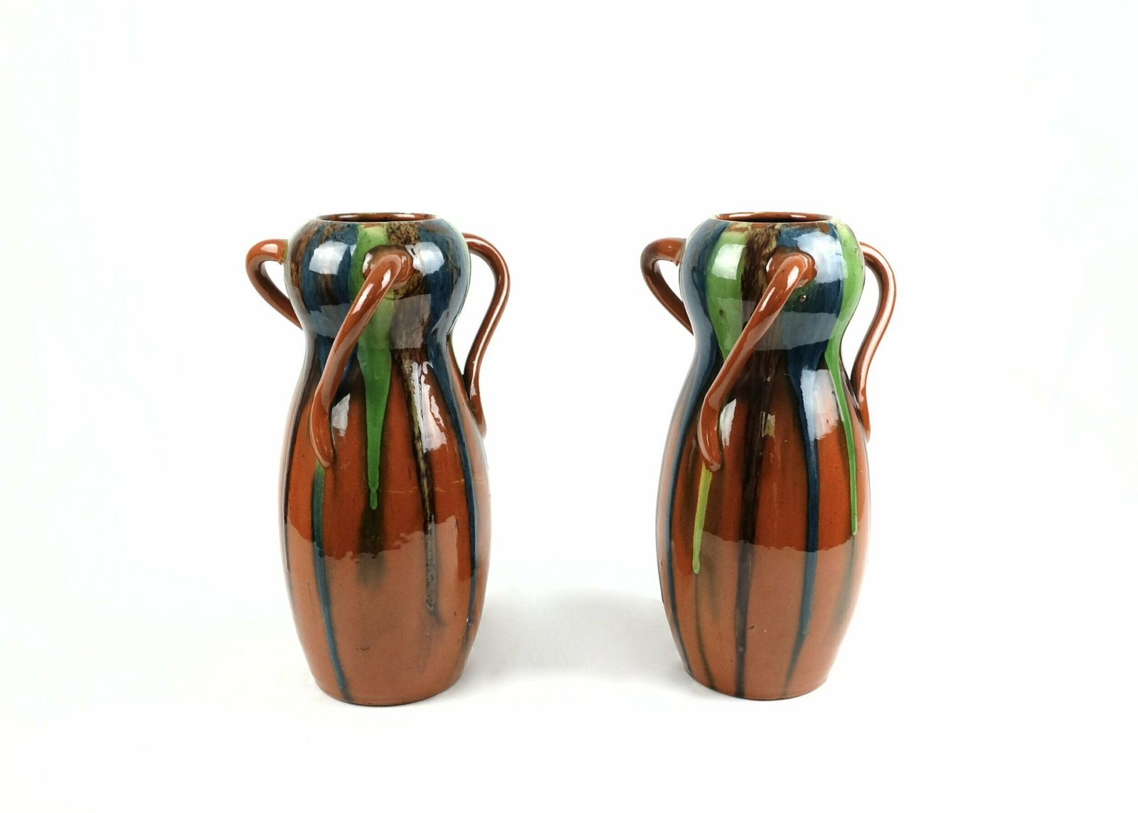 A Pair Of Art Nouveau Drip Glaze Vases photo for sale