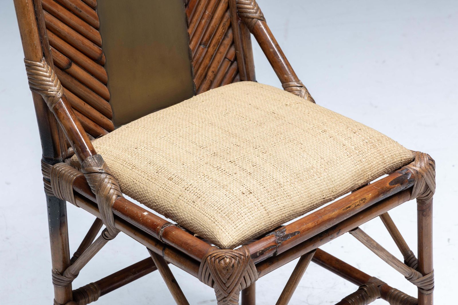 High Back Bamboo And Brass Chair By Gabriella Crespi, Italy, 1970s photo furniture