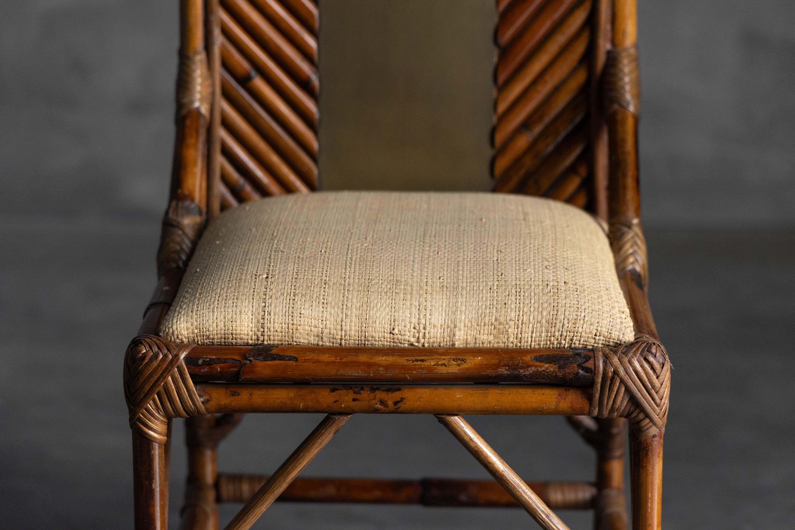 High Back Bamboo And Brass Chair By Gabriella Crespi, Italy, 1970s photo buy