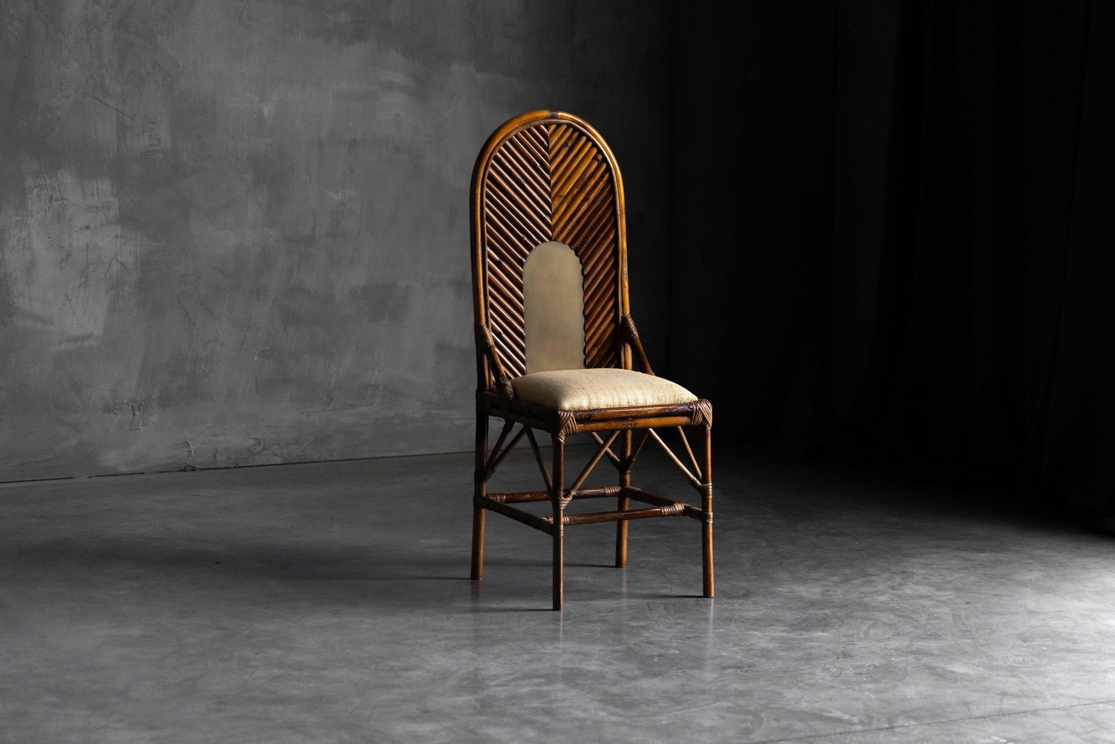High Back Bamboo And Brass Chair By Gabriella Crespi, Italy, 1970s photo vintage