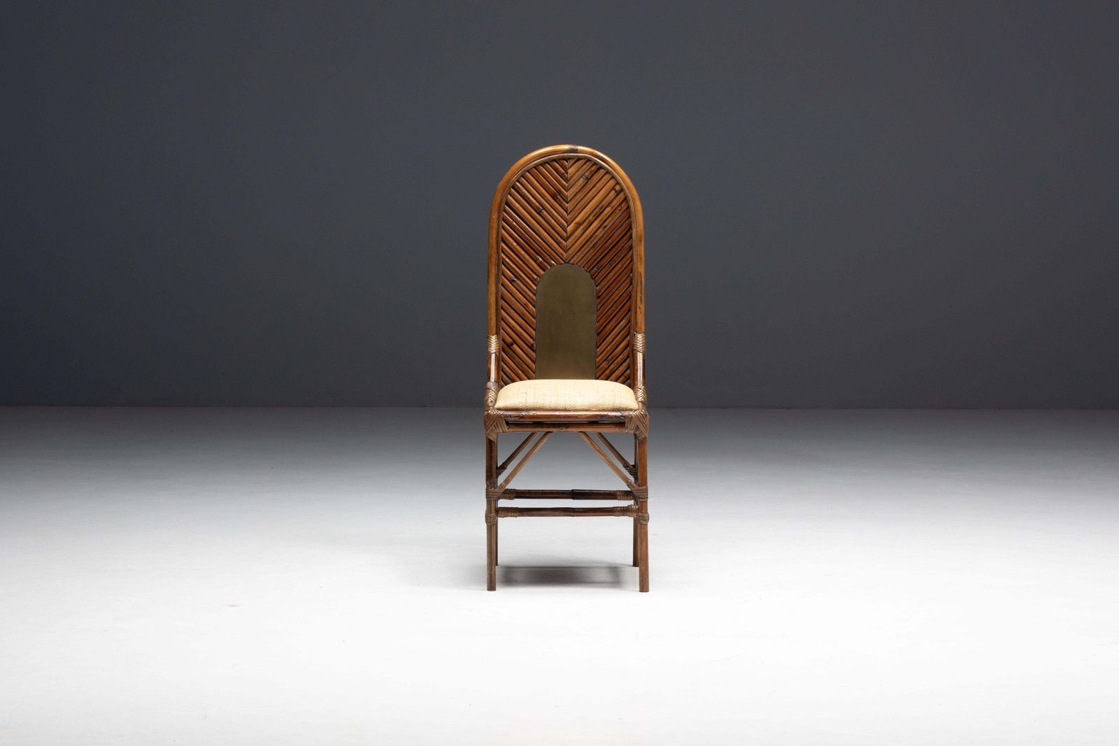 2016.0 High Back Bamboo And Brass Chair By Gabriella Crespi, Italy, 1970s photo