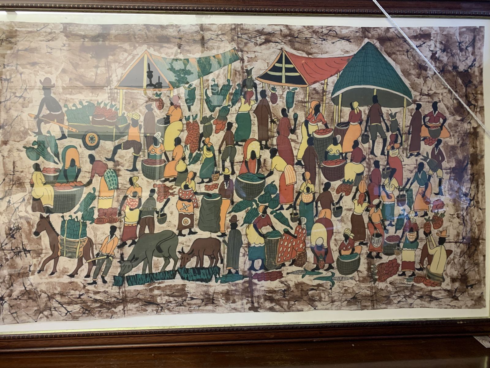 Large Decorative Picture Of African Market Place