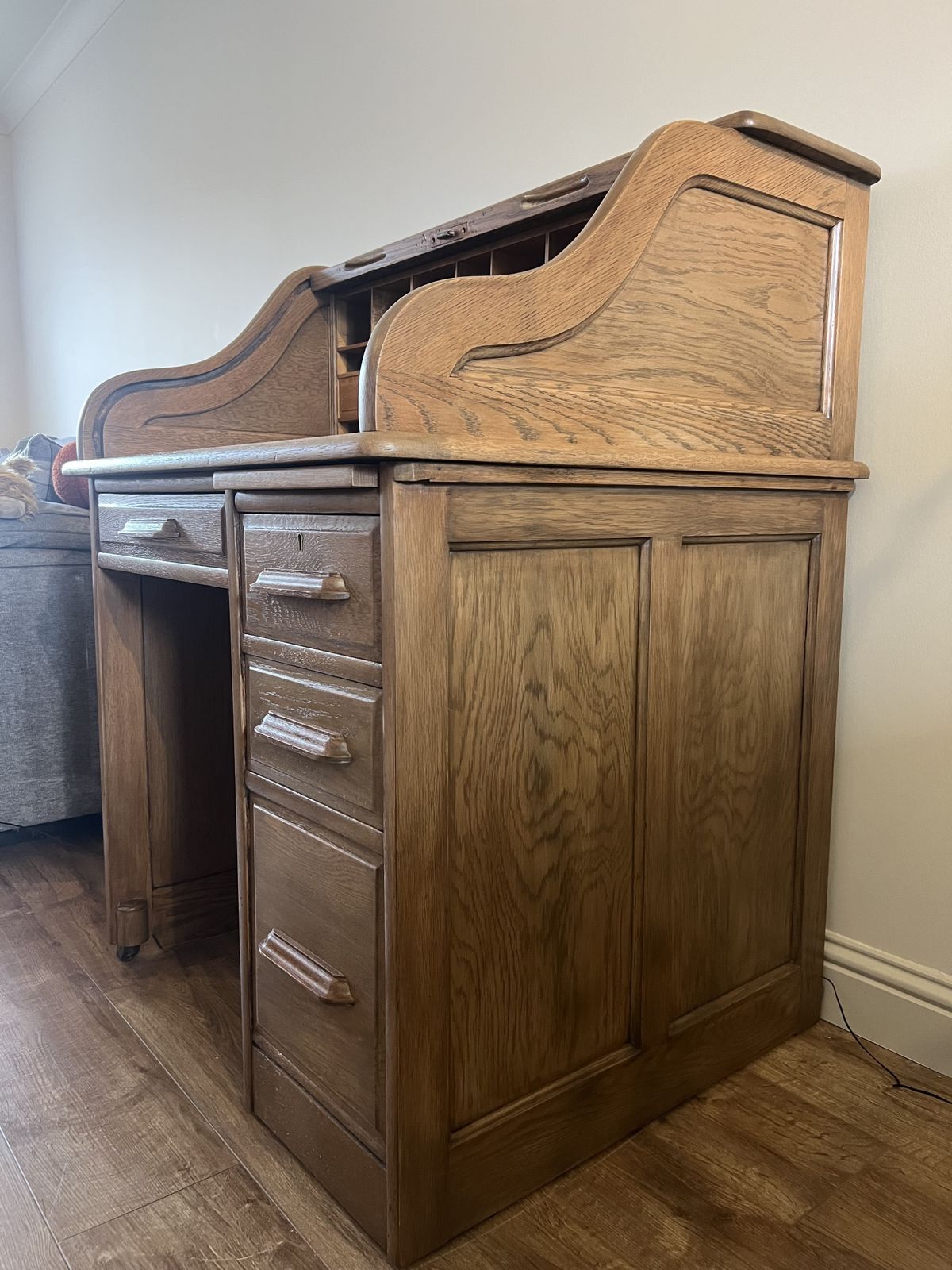 Refurbished Antique Roll Top Bureau Desk photo for sale