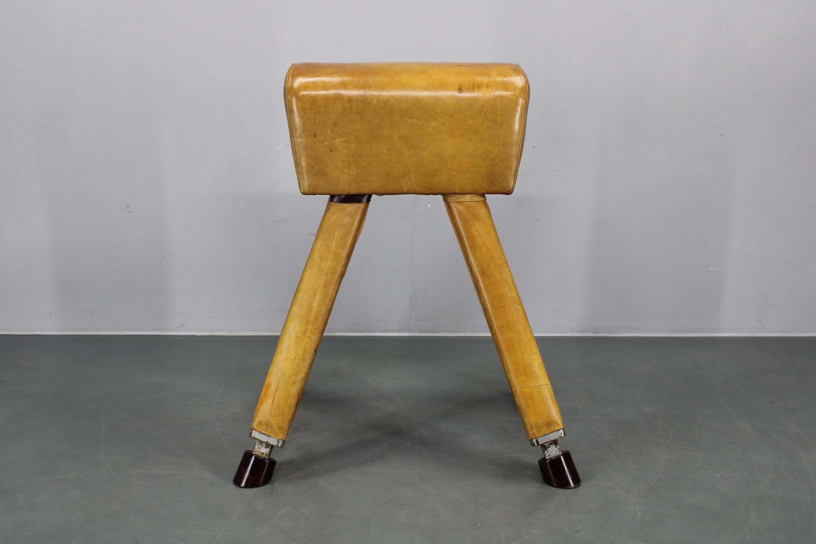 1950s Czechoslovakian Leather & Wood Gymnastic Pommel Horse, Adjustable Height photo buy