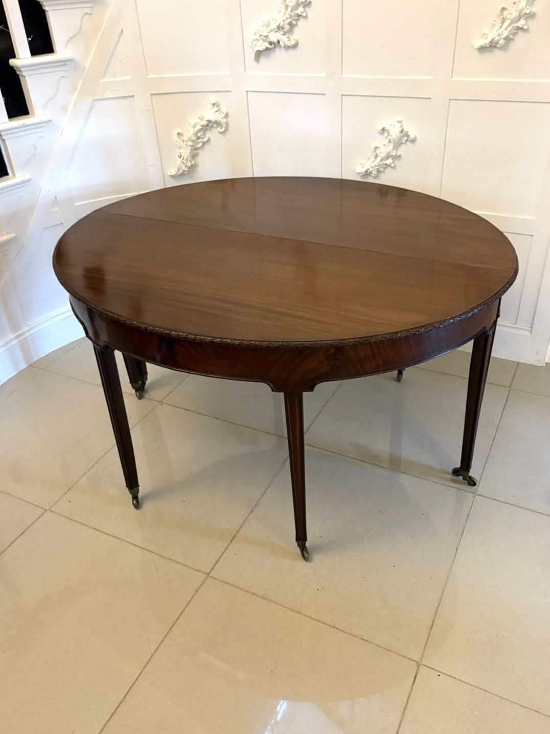 Large Pair Of Antique 19th Century Mahogany Demilune Side Tables photo furniture