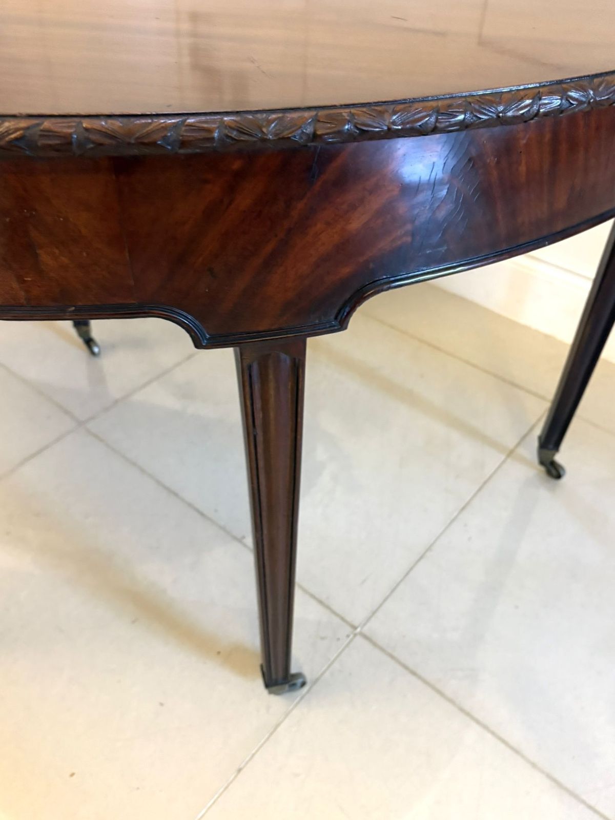 Furniture Large Pair Of Antique 19th Century Mahogany Demilune Side Tables photo