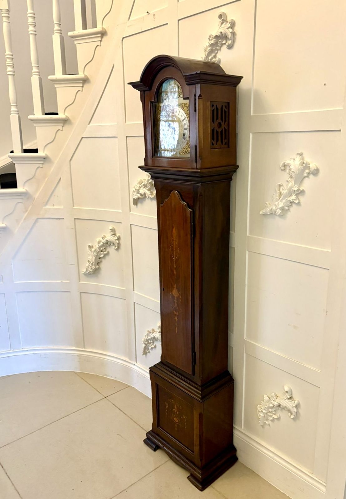 Antique Early 20th Century Inlaid Mahogany Longcase Clock photo for sale