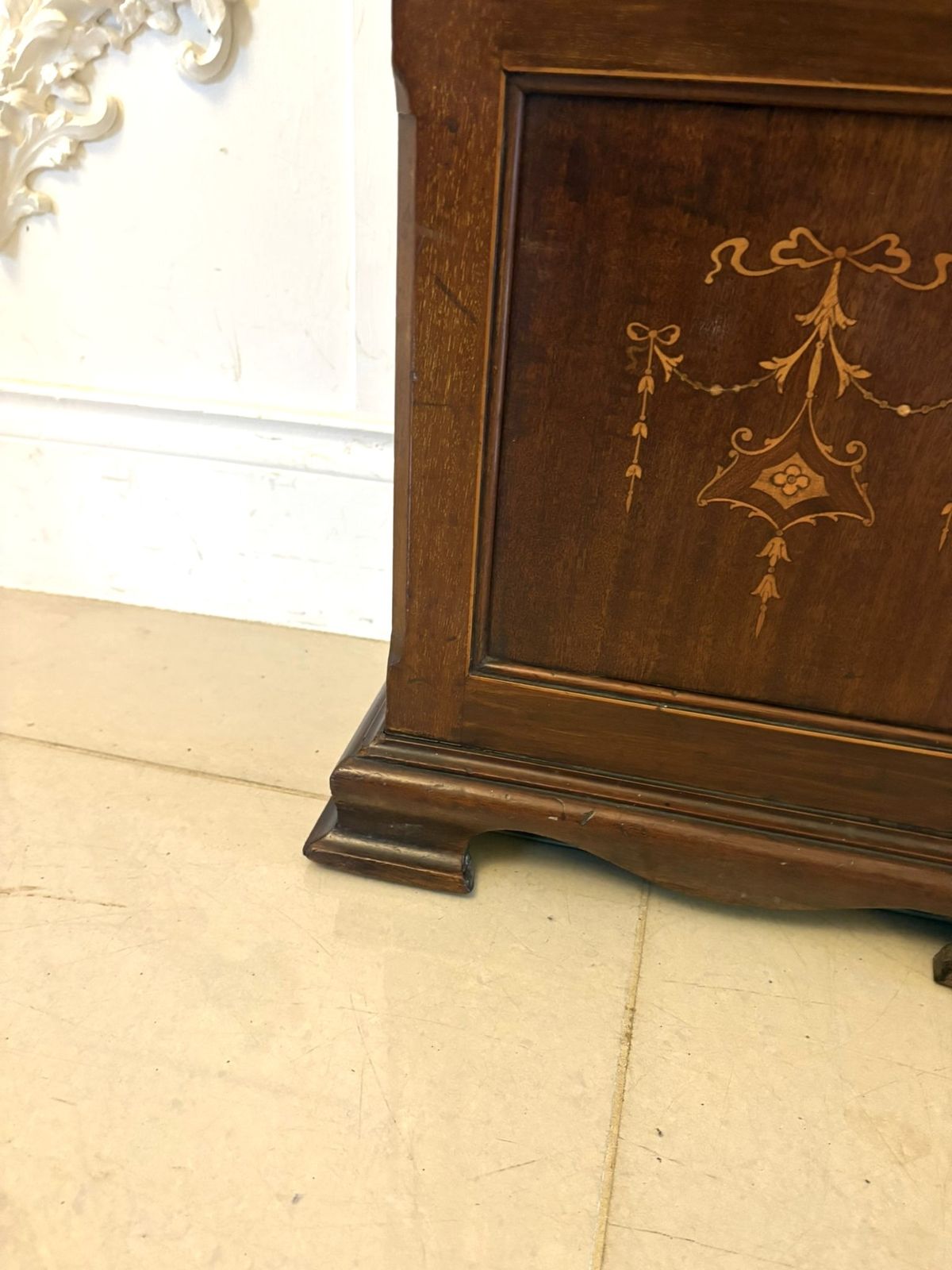 Antique Early 20th Century Inlaid Mahogany Longcase Clock photo vintage