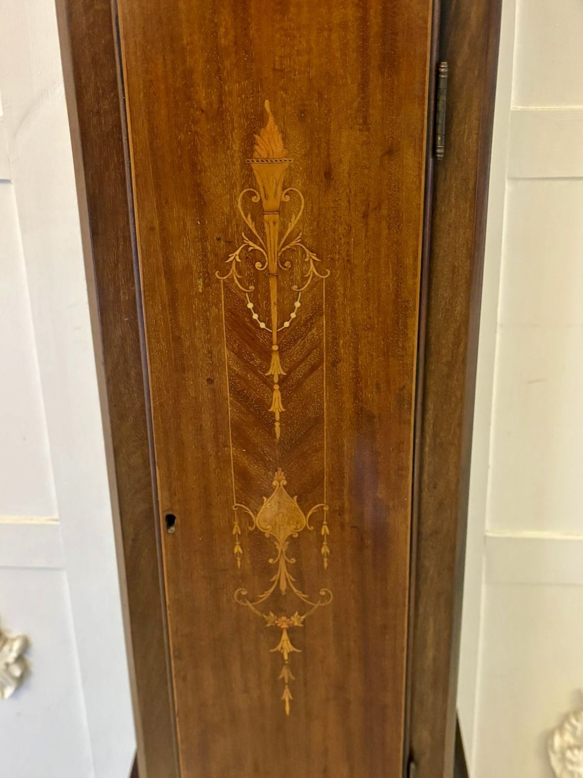 photo furniture Antique Early 20th Century Inlaid Mahogany Longcase Clock