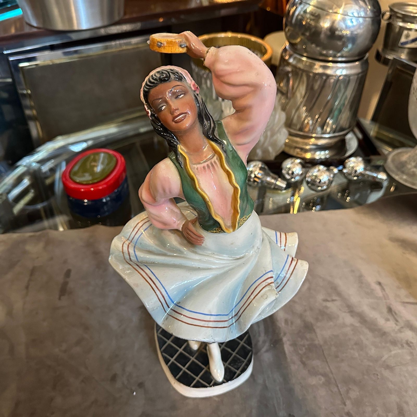 1950s Hand Painted Ceramic Figure Of A Dancer By Sandro Vacchetti photo Art