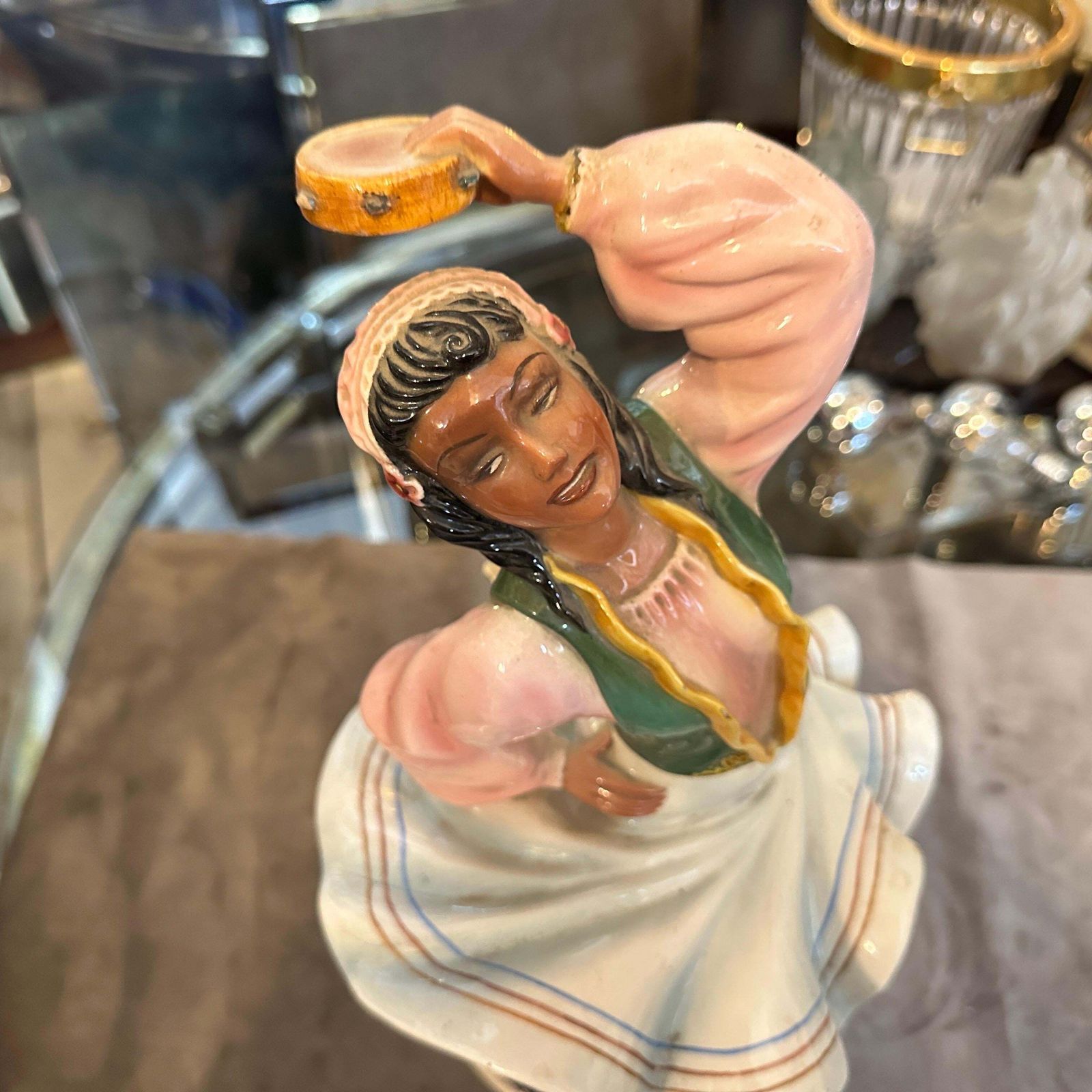 photo buy 1950s Hand Painted Ceramic Figure Of A Dancer By Sandro Vacchetti