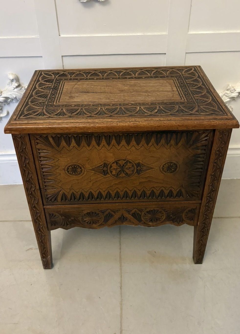 photo for sale Antique Quality Hand Carved Oak Marriage /Dowry Chest