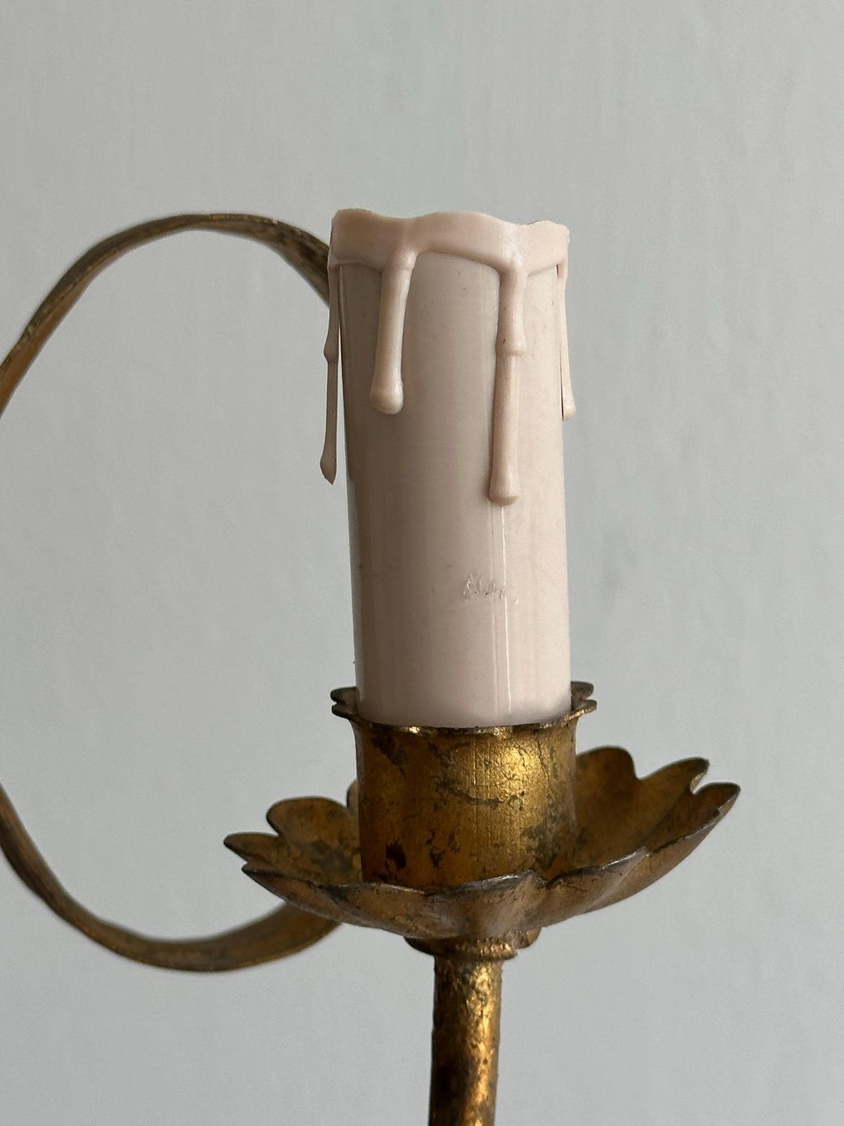 Pair Of Antique Handmade Gilded Metal Wall Lights, Elegant And Rare Wall Decoration, Refined Bedroom Wall Lights, Magnificent Vintage Object photo buy