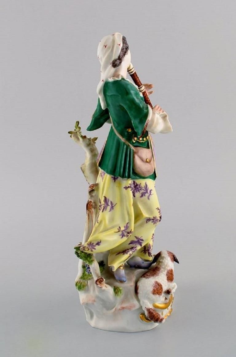 Antique Meissen Porcelain Figurine, Woman Playing The Flute, Late 19th Century photo 741.0