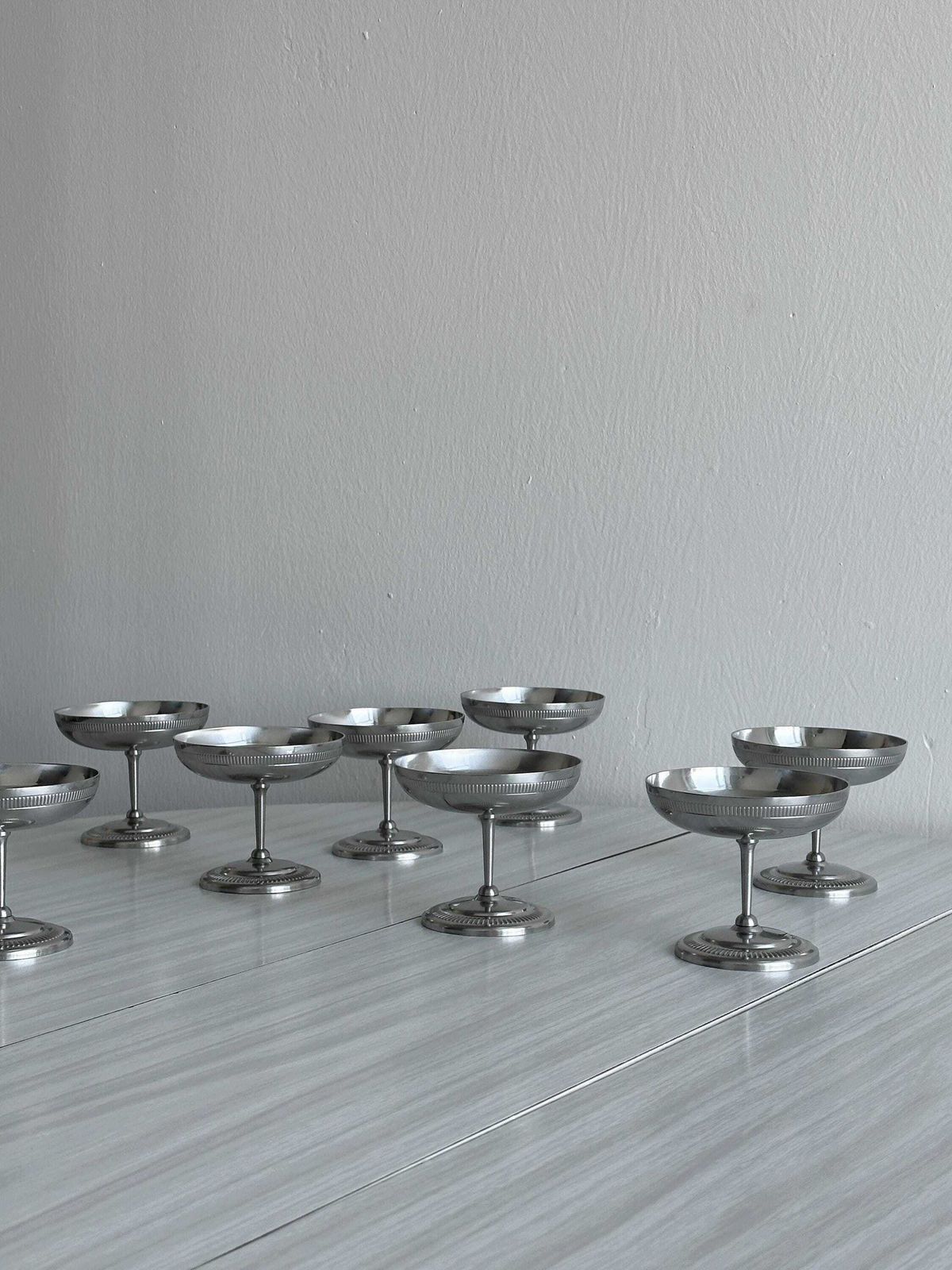 8 Stainless Steel Footed Bowls, Letang Remy Style, French Made, Metal Tableware, Stainless Steel Bowls, Dessert Set, Gift photo buy
