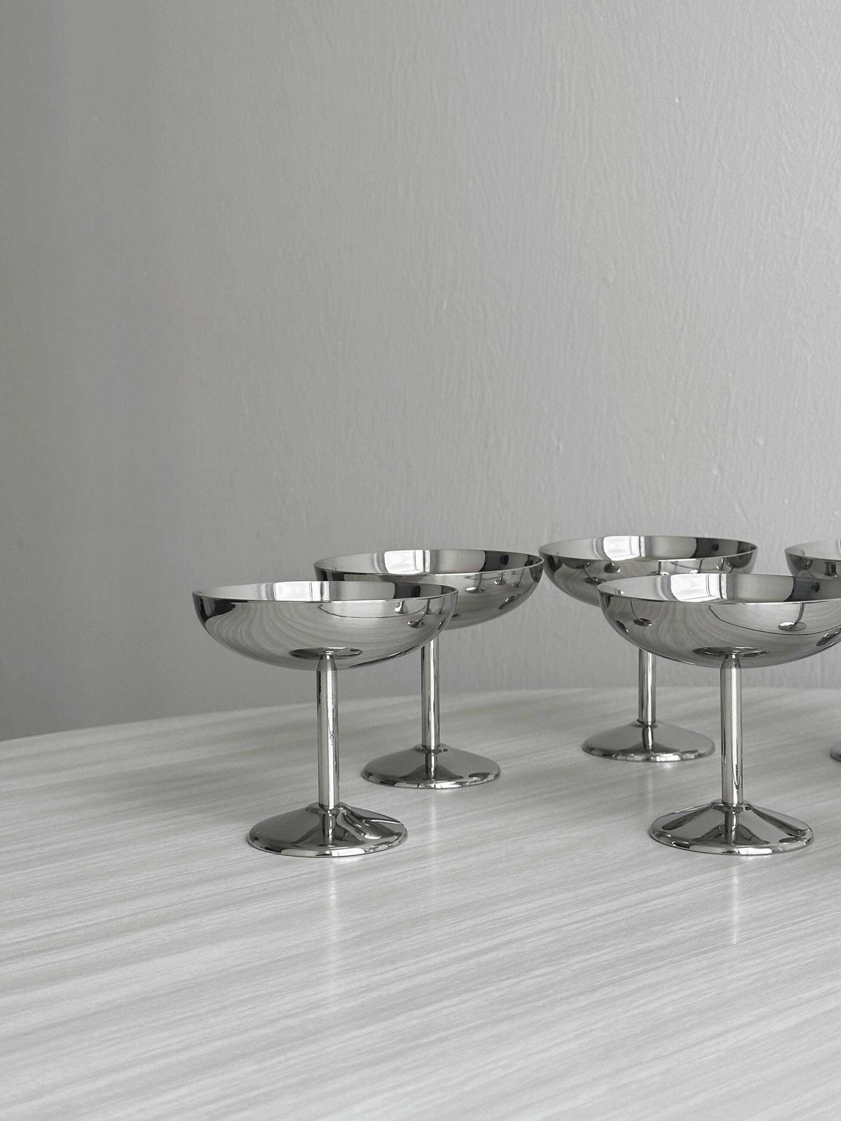 8 Stainless Steel Footed Bowls, Letang Remy Style, French Made, Metal Tableware, Stainless Steel Bowls, Dessert Set, Gift. photo furniture