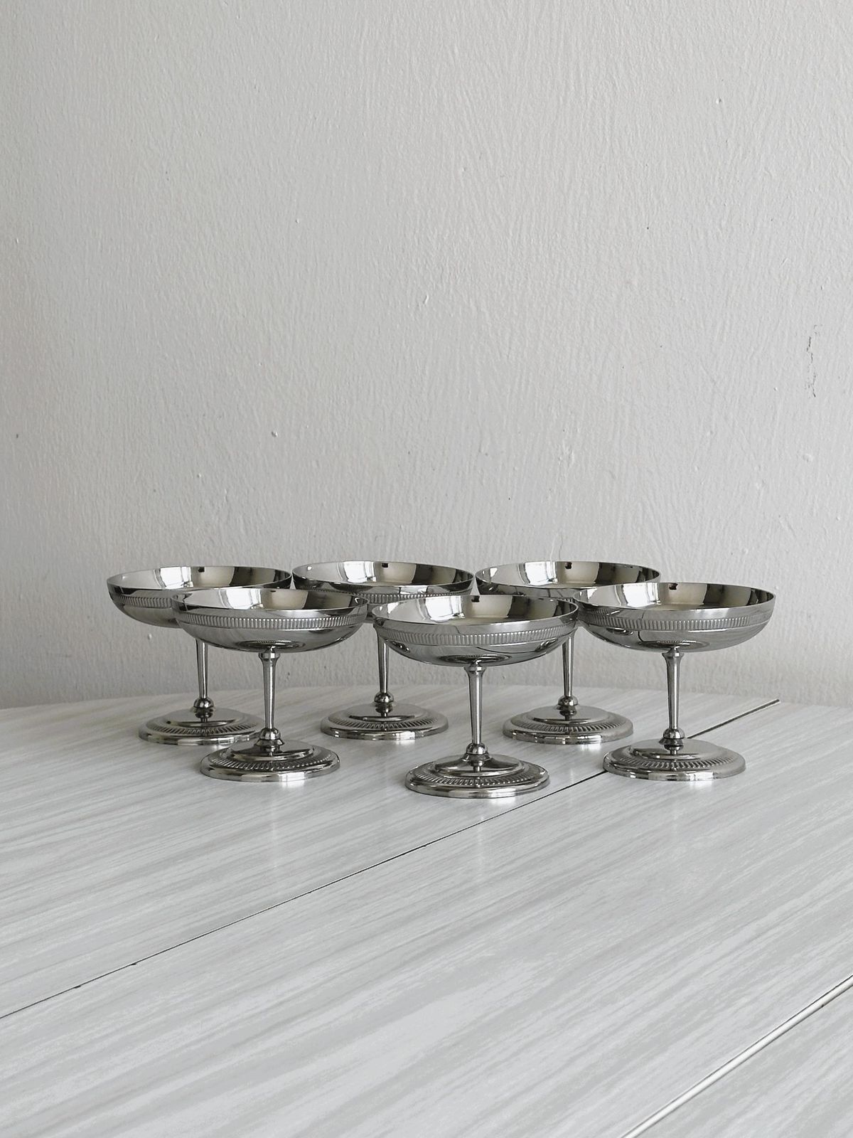 8 Or 6 Stainless Steel Bowls On Foot, Letang Remy Style, French Made, Metal Tableware, Stainless Steel Bowls, Dessert Service, Gift photo buy