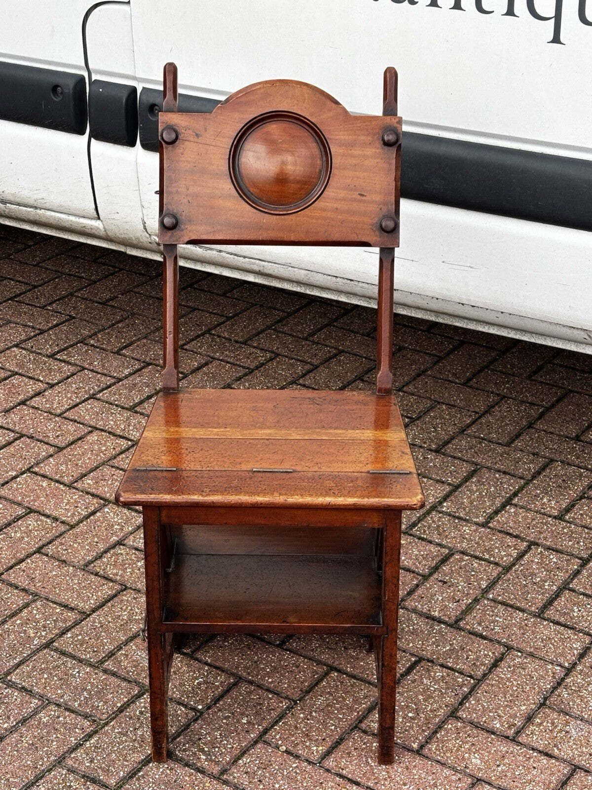 Antique Metamorphic Mahogany Chair That Folds Over Into Library Steps photo Furniture