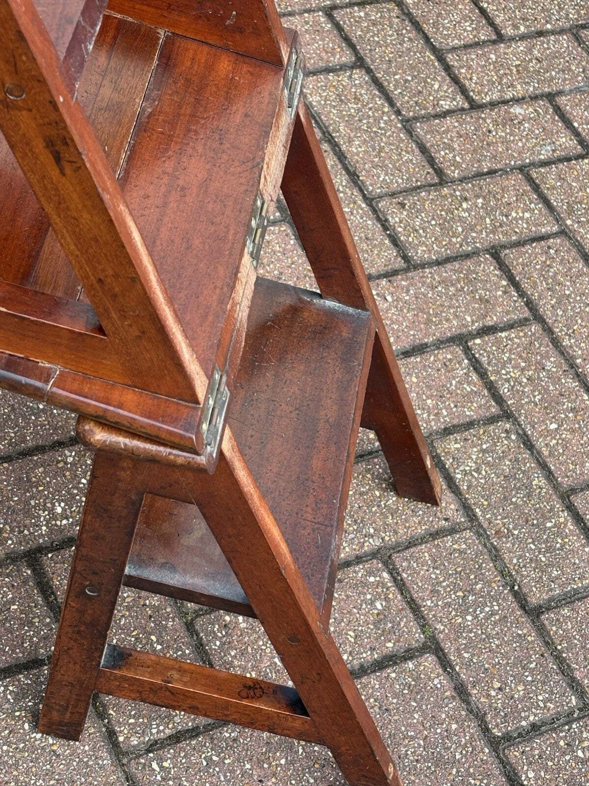 994.0 Antique Metamorphic Mahogany Chair That Folds Over Into Library Steps photo