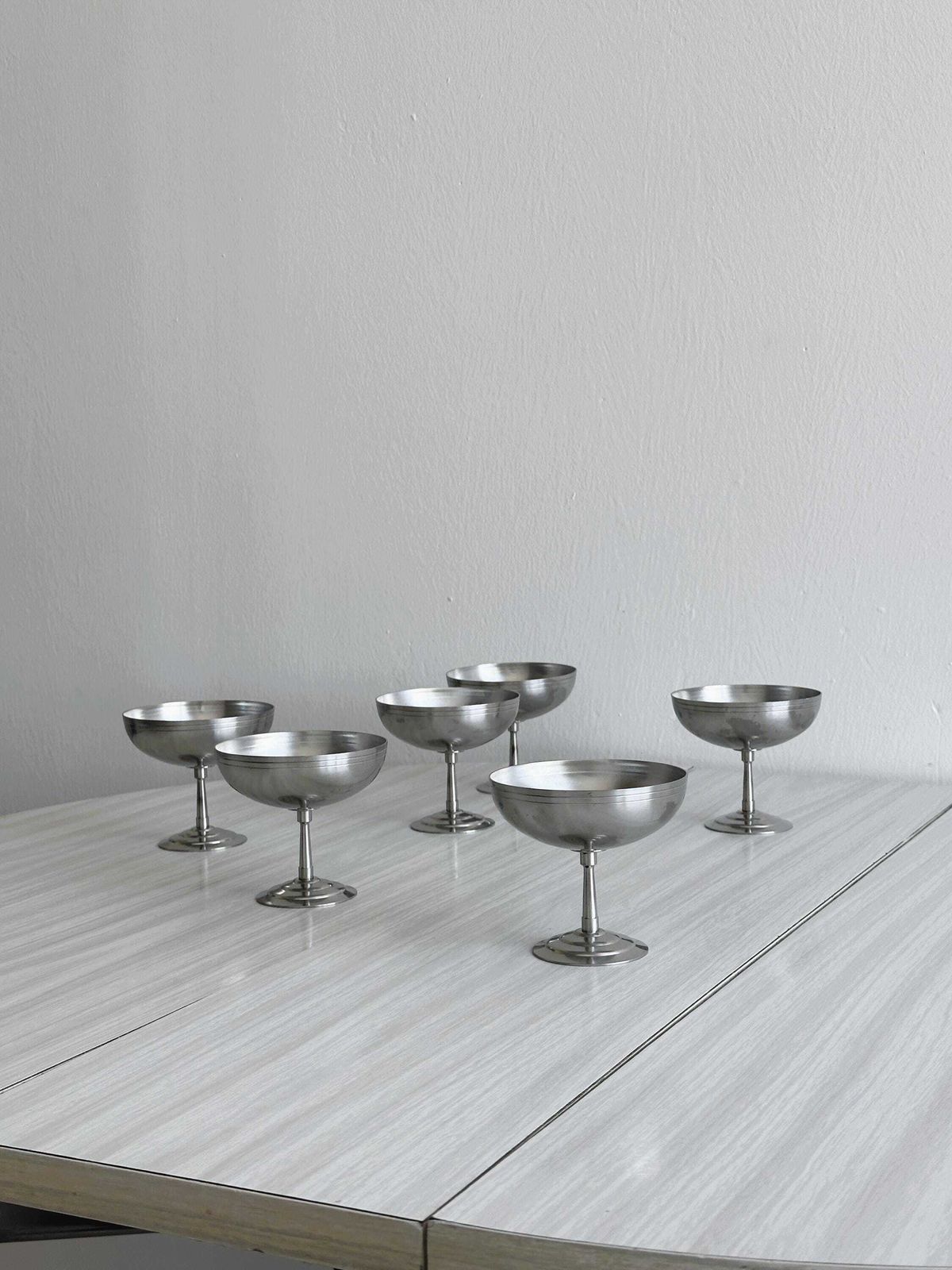 6 grands bols sur pied en acier inoxydable, style Letang Remy, fabrication française, art de la table en métal, bols en inox, service à dessert, idée cadeau photo buy