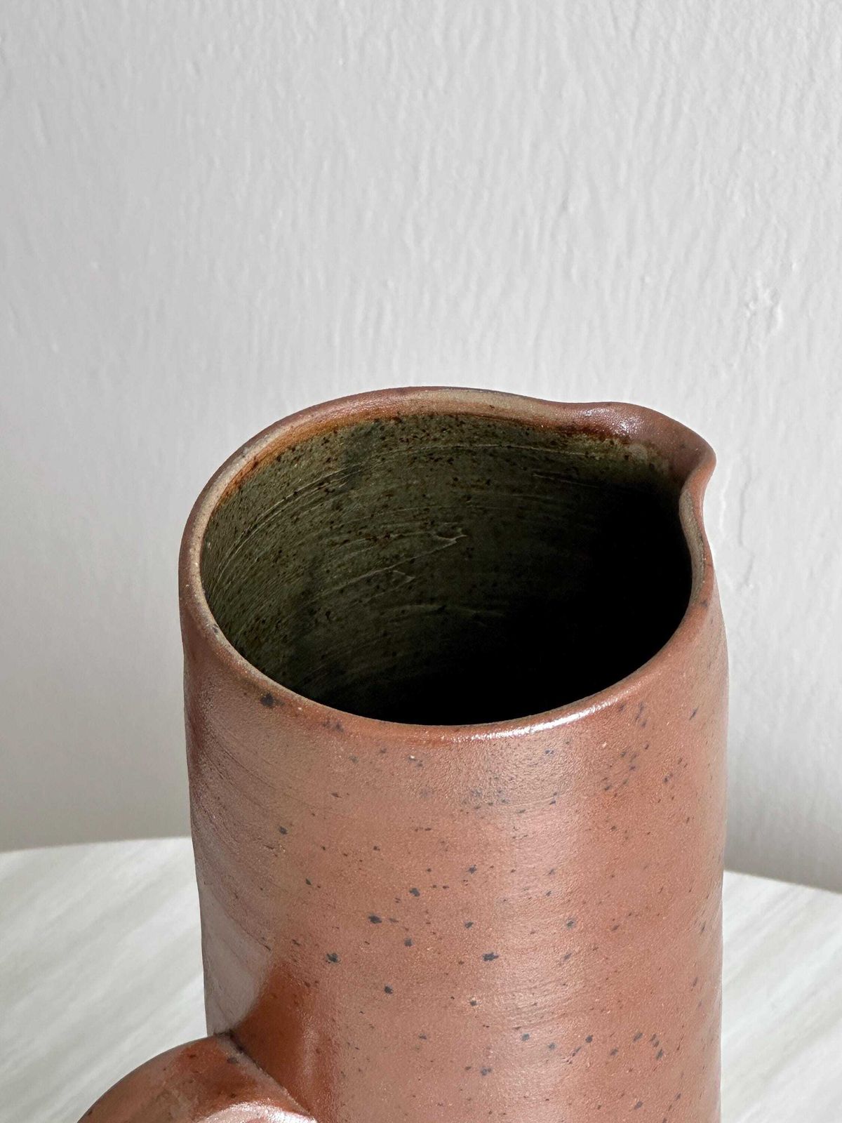 Grote handgemaakte gevlekte stoneware kan, handgemaakt, landelijke keuken, gebruikskeramiek, traditioneel aardewerk, rustiek cottage, cadeau photo 87.0