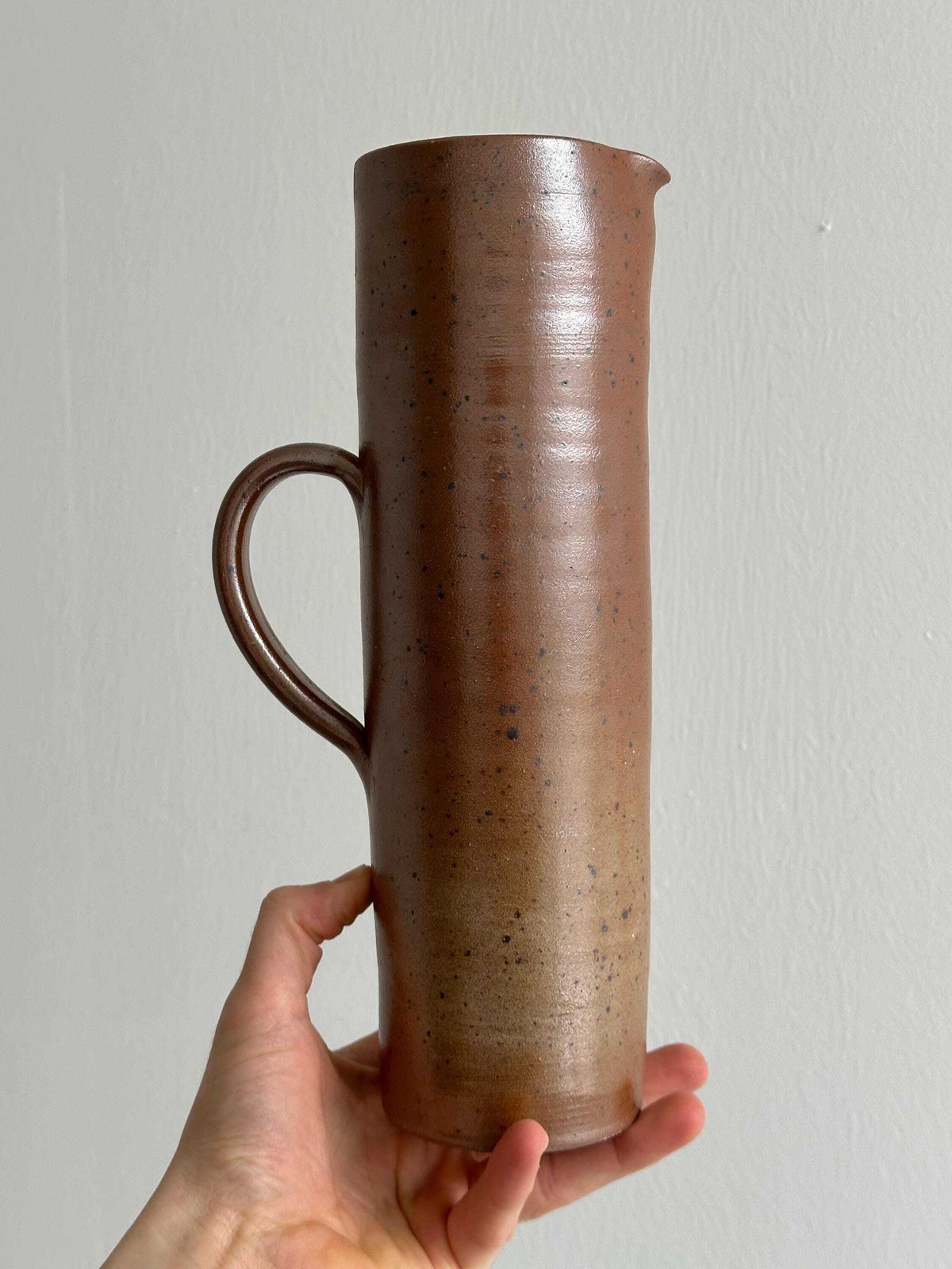 Grote handgemaakte gevlekte stoneware kan, handgemaakt, landelijke keuken, gebruikskeramiek, traditioneel aardewerk, rustiek cottage, cadeau photo vinterior