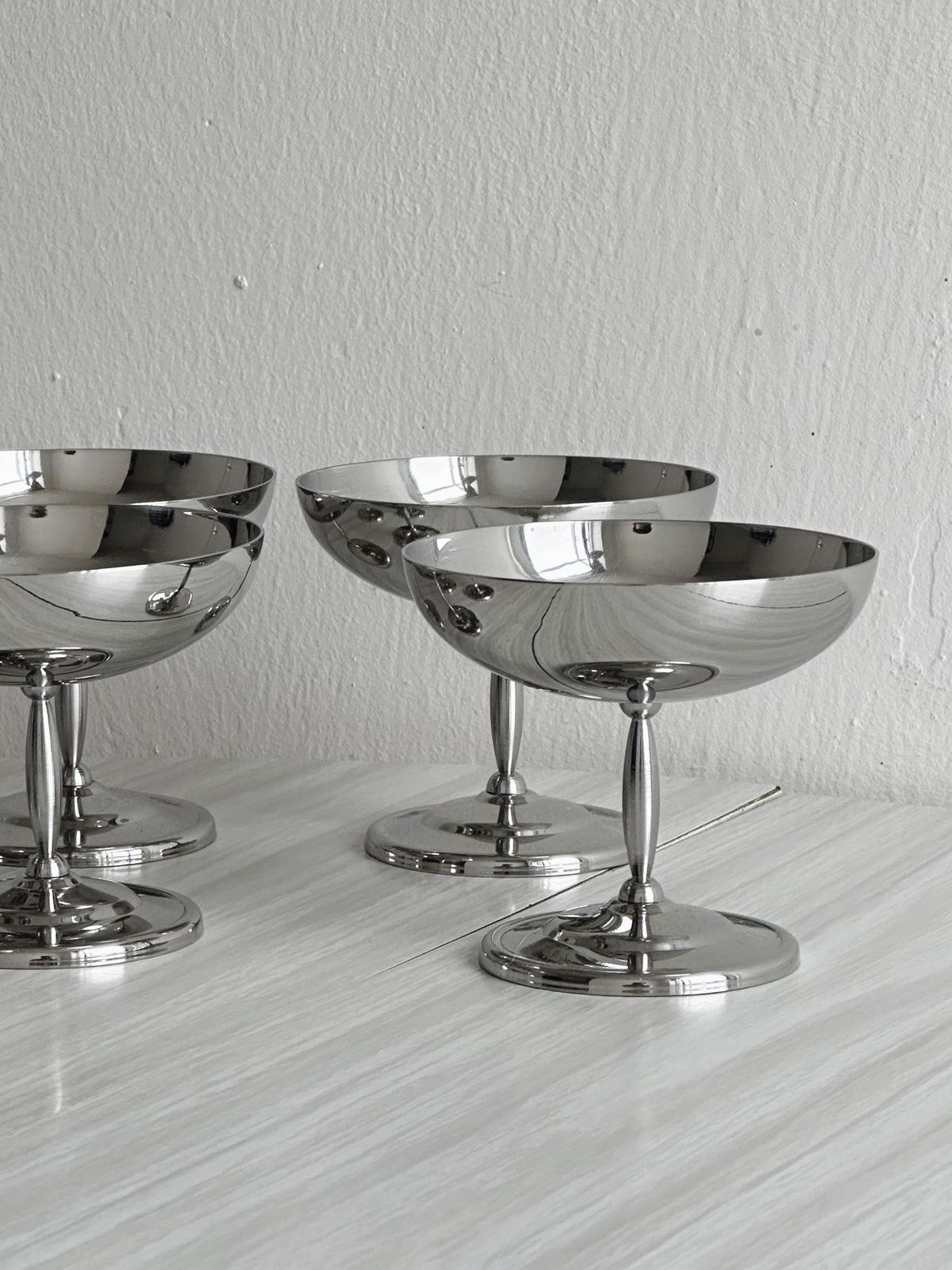 6 Stainless Steel Footed Bowls, Letang Remy Style, French Made, Metal Tableware, Stainless Steel Bowls, Dessert Set, Gift photo furniture