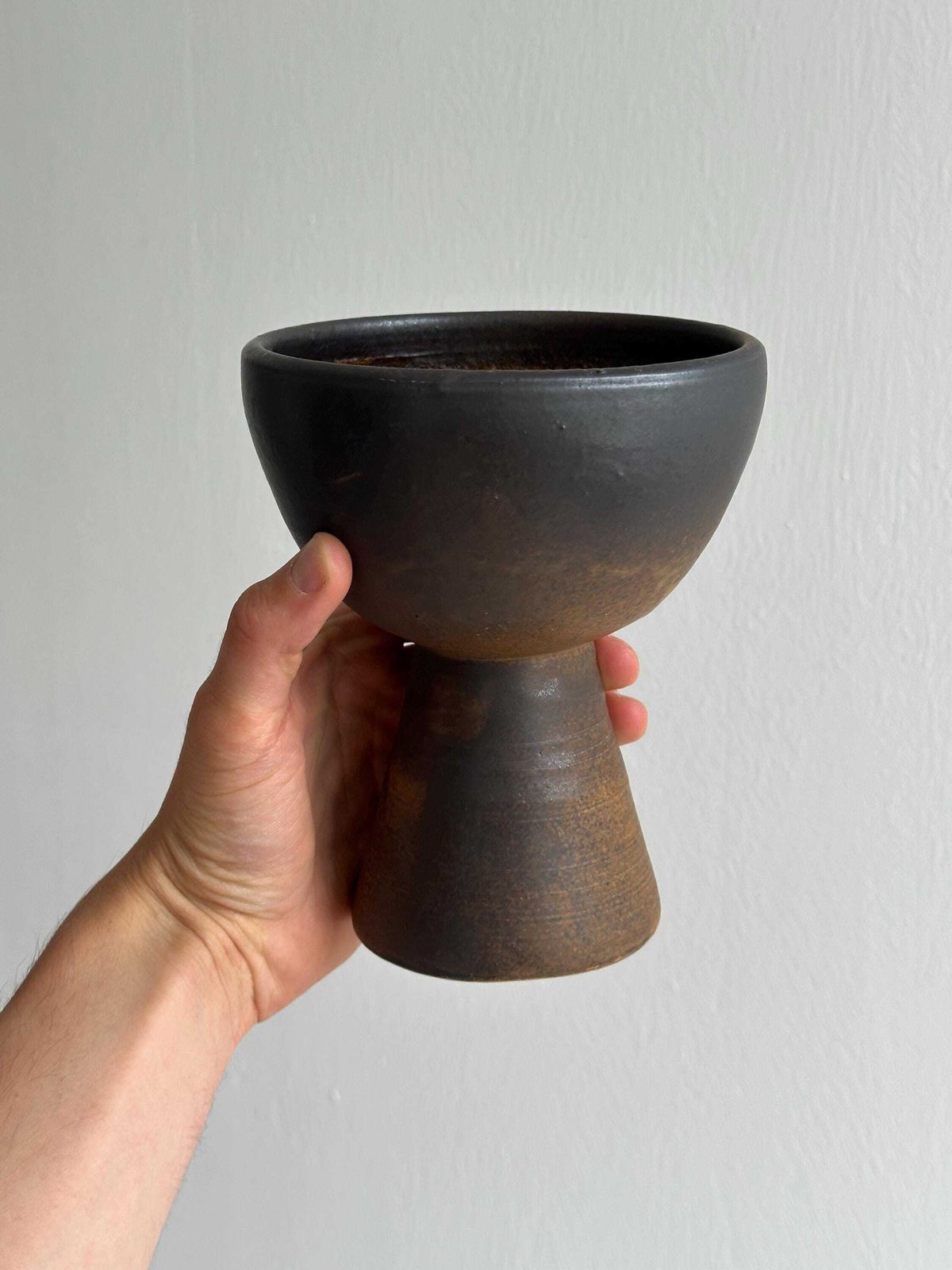 Dark Brown Raw Ceramic Bowl, Sculptural Natural Decoration, Pocket Emptier, Fruit Bowl Or Floral Holder, Wabi Sabi Style photo 74.0